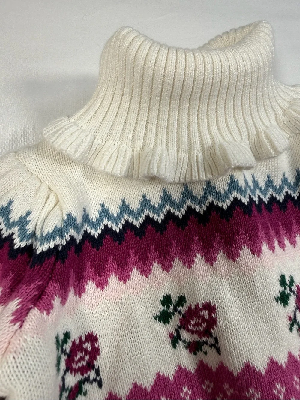 JANIE AND JACK Baby Girls’‎ Rose Fair Isle Turtleneck Sweater Grandmacore 12-18M